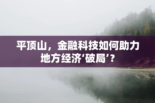 平顶山，金融科技如何助力地方经济‘破局’？