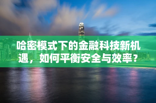 哈密模式下的金融科技新机遇，如何平衡安全与效率？