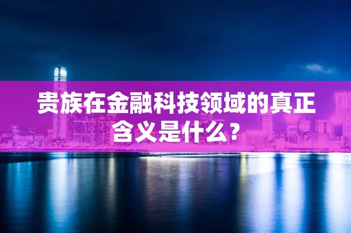 贵族在金融科技领域的真正含义是什么？