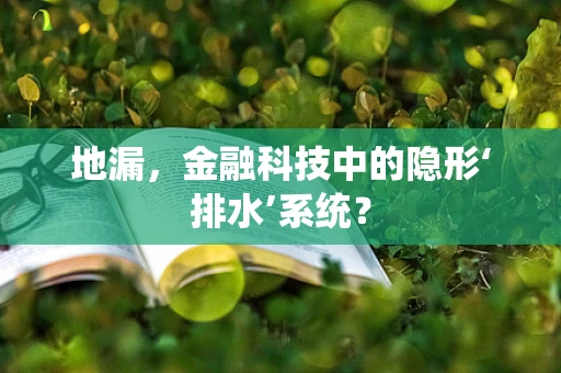 地漏，金融科技中的隐形‘排水’系统？