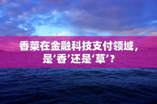 香菜在金融科技支付领域，是‘香’还是‘草’？