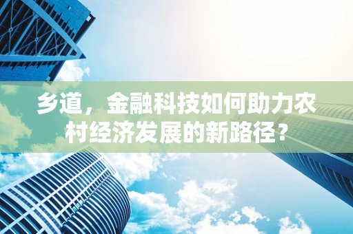 乡道，金融科技如何助力农村经济发展的新路径？