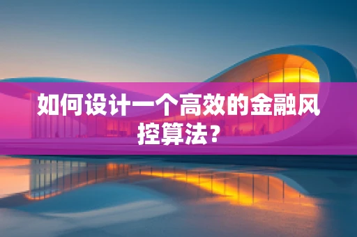 如何设计一个高效的金融风控算法？