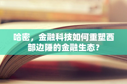 哈密，金融科技如何重塑西部边陲的金融生态？